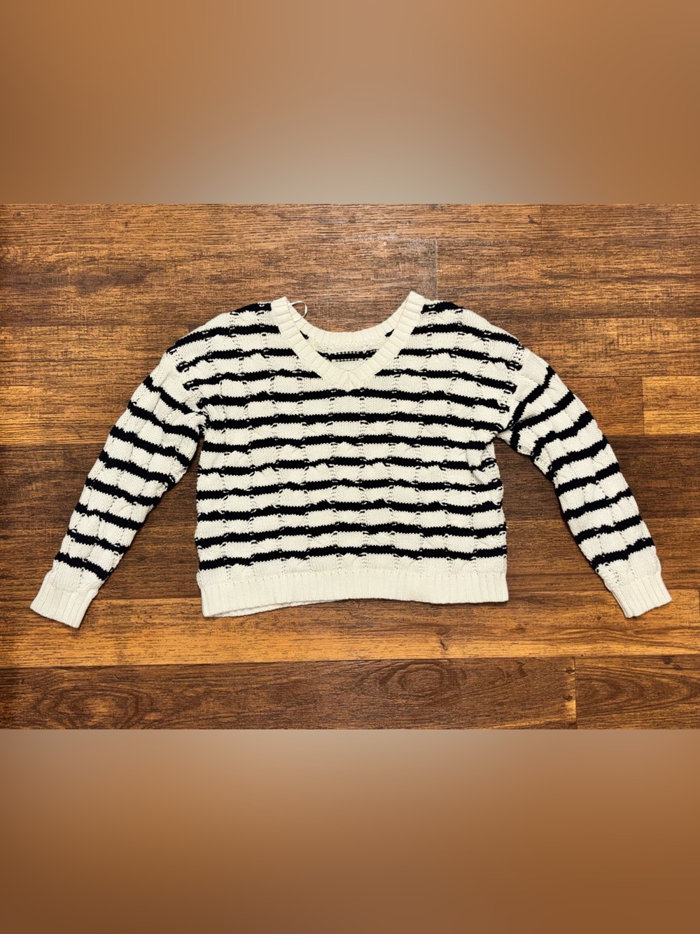 Aeropostale Black and White Striped cable knit chunky Sweater